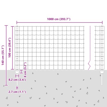 vidaXL Φράκτης Euro με 10 U Πόλους Ασημί 1x10 μ Ατσάλι
