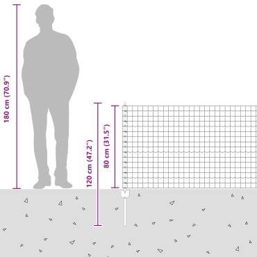 vidaXL Ευρωπαϊκό Φράκτη με 11 Στυλους Ασημί 0,8x25 μ Ατσάλι