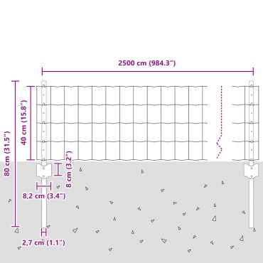 vidaXL Περίφραξη Euro με Στήλη 25x0,4 m Γαλβανισμένος Χάλυβας Ασημί