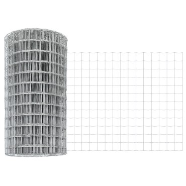 vidaXL Ευρωπαϊκή Φράχτη με 11 Στυλάκια Ασημί 0,6x25 μ Μετάλλου