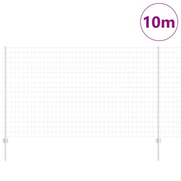 vidaXL Ευρωπαϊκό Φράχτη με 10 Στήλες Ασημί 1,4x10 μ Ατσάλι