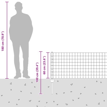 VidaXL Ευρωπαϊκό Φράχτη με 22 Πόλους Ασημί 0,6x50 μ Ατσάλι