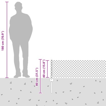 vidaXL Φράχτης Σχοινιού με 10 U Posts Γκρι 0.4x10 μ Ατσάλι