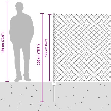 vidaXL Φράχτης από αλυσίδα με 20 U Posts Ασημί 1.6x10 μ Χάλυβας