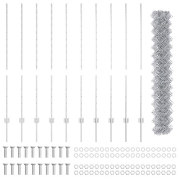 vidaXL Φράχτης από Σχοινί με 20 U Posts Ασημί 1.4x10 μ Χάλυβα