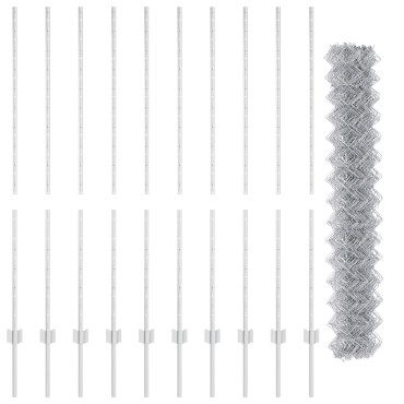 vidaXL Φράχτης από Σχοινί με 20 U Posts Ασημί 1.4x10 μ Χάλυβα