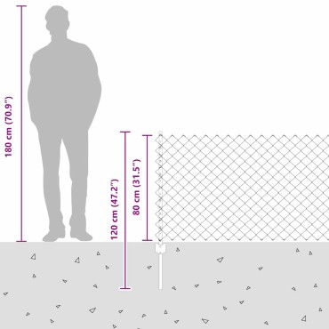 vidaXL Φράχτης αλυσίδας με στήλη 25x0,8 m Γαλβανισμένος Χάλυβας