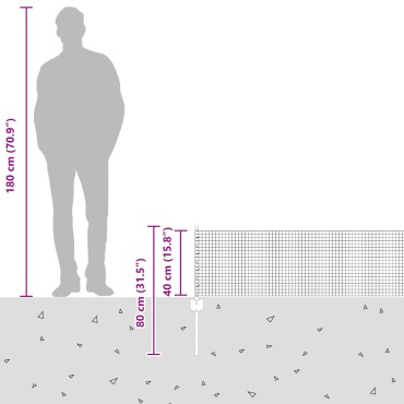 vidaXL Συρματόπλεγμα με 5 Στυλίδια Γκρι 0.4x10 μ Χάλυβας