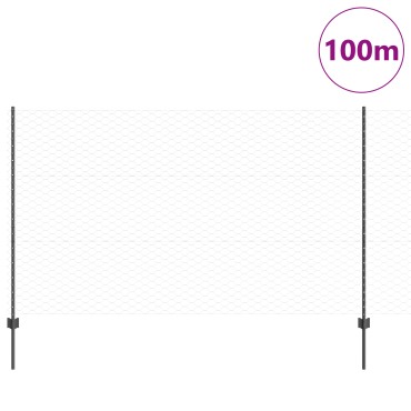Φράχτες vidaXL 22 τεμάχια U-Channel Γκρι 140cm Ατσάλι, Εξαγωνικός Φράχτης vidaXL Γκρι 1.4x100 m Ατσάλι
