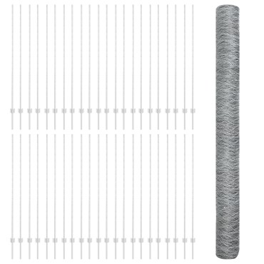 Φράχτες vidaXL 22 τμ U-Channel 150cm Γαλβανισμένο Ατσάλι, Φράχτης Εξάγωνου 1,5x100 μ Γαλβανισμένο Ατσάλι