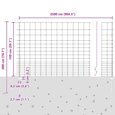 Φράχτες vidaXL 22 τεμ U-Channel 150cm Γαλβανισμένος Χάλυβας, Φράχτης Αγρού vidaXL 1.5x25 μ Γαλβανισμένος Χάλυβας