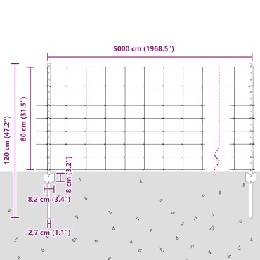 Φράχτες vidaXL 11 τεμ U-Channel 80cm Γαλβανισμένο Ατσάλι, Φράχτης vidaXL 0.8x50 μ Γαλβανισμένο Ατσάλι