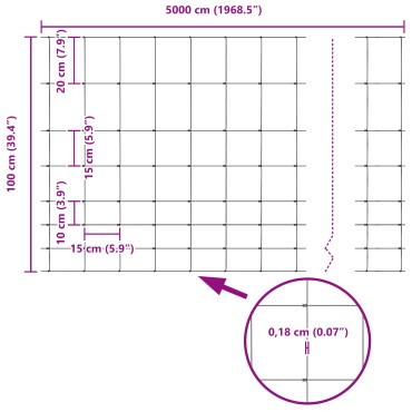 vidaXL Εξωτερική άγρια περίφραξη με στήλες 50x1 m Ασημί Δίχτυ