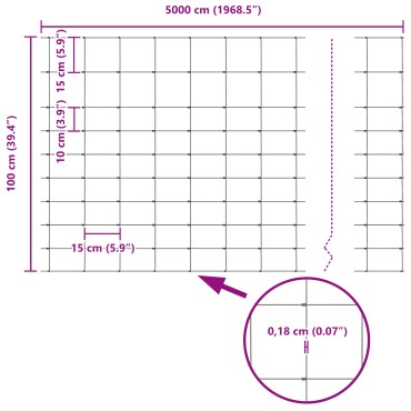 vidaXL Εξωτερική άγρια περίφραξη με στήλες 50x1 m Ασημί Δίχτυ