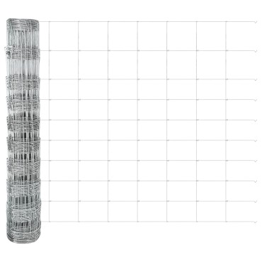 vidaXL Εξωτερική άγρια περίφραξη με στήλες 50x1 m Ασημί Δίχτυ