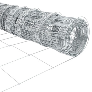 vidaXL Εξωτερική άγρια περίφραξη με στήλες 50x1 m Ασημί Δίχτυ