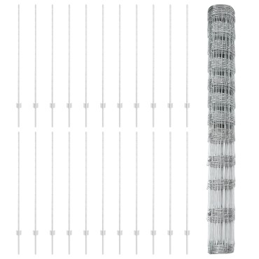 Πόλοι Φράκτη vidaXL 22 τεμ U-Channel 140cm Γαλβανισμένος Χάλυβας, Φράκτης βιομηχανικού τύπου vidaXL 1,4x50 μ Γαλβανισμένος Χάλυβας