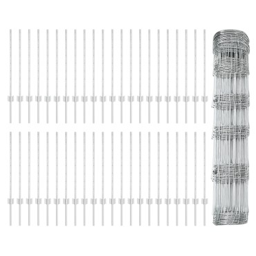Πόλοι Φράχτη vidaXL 11 τεμ U-Channel 80cm Γαλβανισμένος Χάλυβας, Φράχτης Πεδίων vidaXL 0.8x100 m Γαλβανισμένος Χάλυβας