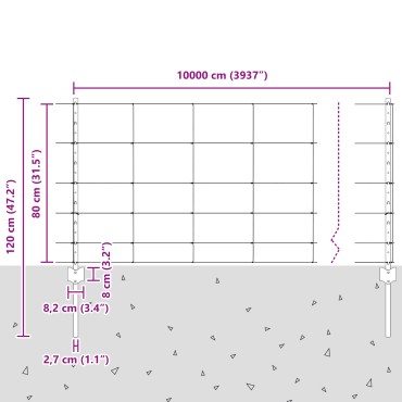 Πόλοι Φράχτη vidaXL 11 τεμ U-Channel 80cm Γαλβανισμένος Χάλυβας, Φράχτης Πεδίων vidaXL 0.8x100 m Γαλβανισμένος Χάλυβας
