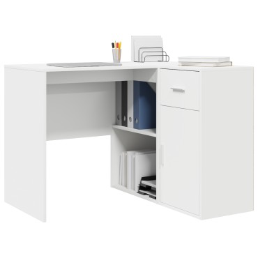 vidaXL Γωνιακό γραφείο με συρτάρι Λευκό 102x88x75 εκ 1 τεμ.
