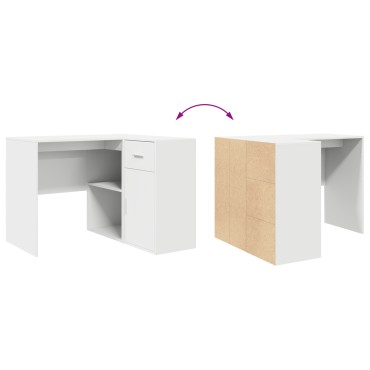 vidaXL Γωνιακό γραφείο με συρτάρι Λευκό 102x88x75 εκ 1 τεμ.