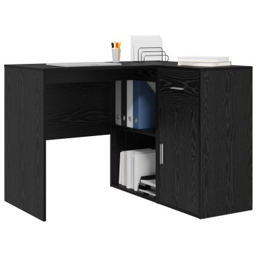 vidaXL Γραφείο Γωνίας Μαύρης Βελανιδιάς 102x88x75cm Επεξεργασμένη Ξυλεία 1 τεμ.