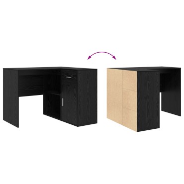 vidaXL Γραφείο Γωνίας Μαύρης Βελανιδιάς 102x88x75cm Επεξεργασμένη Ξυλεία 1 τεμ.