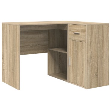 vidaXL Γωνιακό γραφείο με συρτάρι με ράφι Δρύς Sonoma 102x88x75 εκ 1 τεμ.