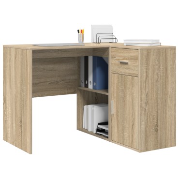 vidaXL Γωνιακό γραφείο με συρτάρι με ράφι Δρύς Sonoma 102x88x75 εκ 1 τεμ.