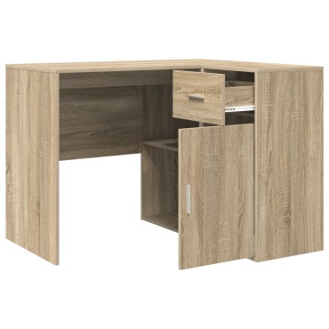 vidaXL Γωνιακό γραφείο με συρτάρι με ράφι Δρύς Sonoma 102x88x75 εκ 1 τεμ.