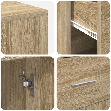 vidaXL Γωνιακό γραφείο με συρτάρι με ράφι Δρύς Sonoma 102x88x75 εκ 1 τεμ.