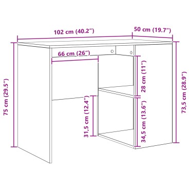 vidaXL Γωνιακό Γραφείο Δρυς 102x88x75cm Επεξεργασμένο Ξύλο 1 τεμ.