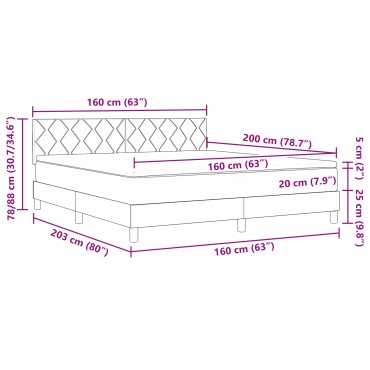 vidaXL Κρεβάτι Box Spring με Στρώμα Μπλε 160x200 εκ Υφάσματος