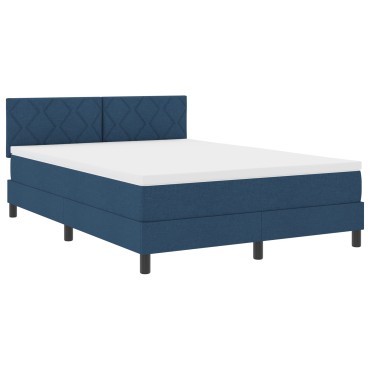 vidaXL Κρεβάτι Box Spring με Στρώμα Μπλε 160x200 εκ Υφάσματος