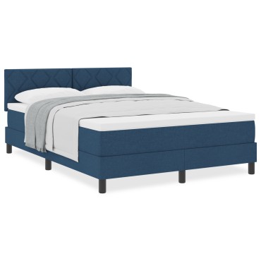 vidaXL Κρεβάτι Box Spring με Στρώμα Μπλε 160x200 εκ Υφάσματος