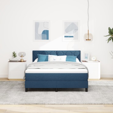 vidaXL Κρεβάτι Box Spring με Στρώμα Μπλε 160x200 εκ Υφάσματος