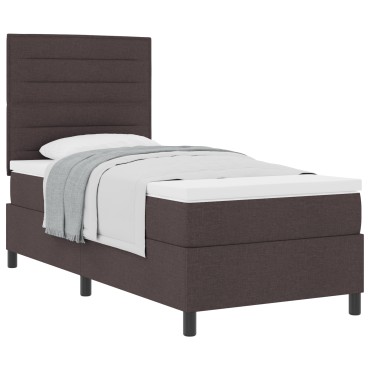 vidaXL Κρεβάτι με Βάση Σκούρο Καφέ 100x200 cm Ύφασμα