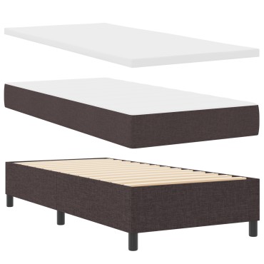 vidaXL Κρεβάτι με Βάση Σκούρο Καφέ 100x200 cm Ύφασμα