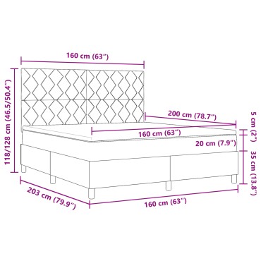 vidaXL Κρεβάτι με Κουτί και Στρώμα Μαύρο 160x200 εκ. Ύφασμα