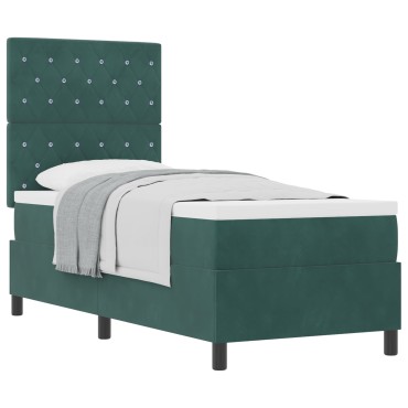 vidaXL Κρεβάτι με Στρώμα Dark Green 80x200 cm Βελούδο