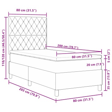 vidaXL Κρεβάτι με Στρώμα Dark Green 80x200 cm Βελούδο