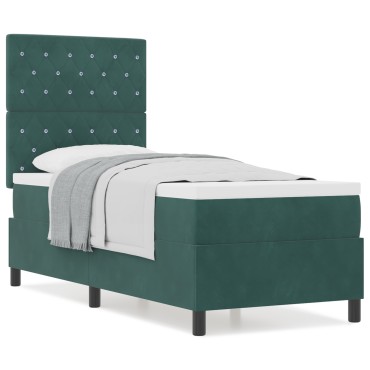 vidaXL Κρεβάτι με Στρώμα Dark Green 80x200 cm Βελούδο