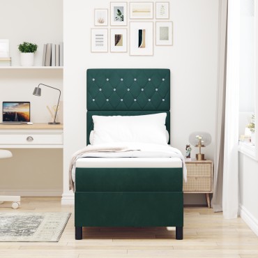 vidaXL Κρεβάτι με Στρώμα Dark Green 80x200 cm Βελούδο