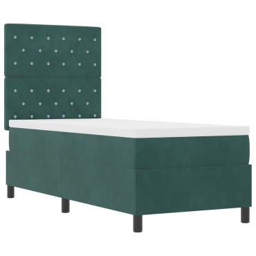 vidaXL Κρεβάτι με Στρώμα Dark Green 80x200 cm Βελούδο