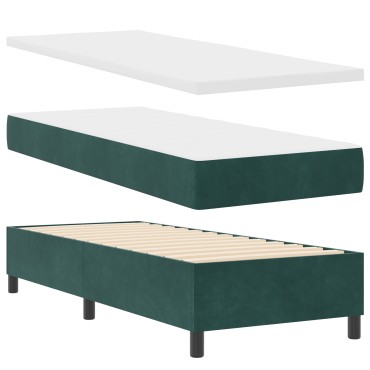 vidaXL Κρεβάτι με Στρώμα Dark Green 80x200 cm Βελούδο