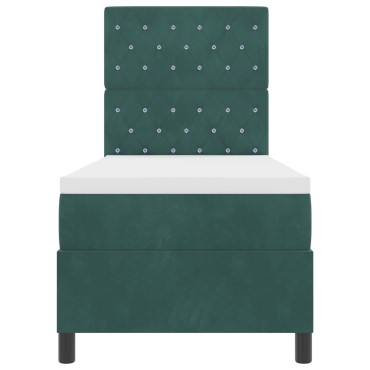 vidaXL Κρεβάτι με Στρώμα Dark Green 80x200 cm Βελούδο
