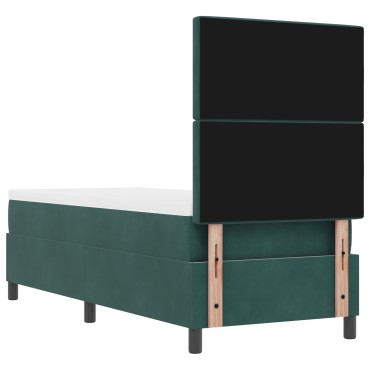 vidaXL Κρεβάτι με Στρώμα Dark Green 80x200 cm Βελούδο