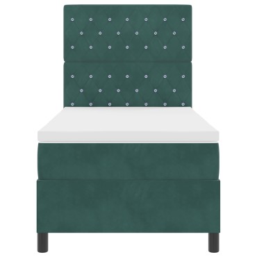 vidaXL Κρεβάτι Box Spring με Στρώμα Σκούρο Πράσινο 100x200 εκ. Βελούδο