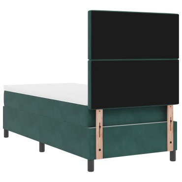 vidaXL Κρεβάτι Box Spring με Στρώμα Σκούρο Πράσινο 100x200 εκ. Βελούδο
