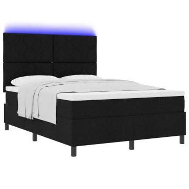 vidaXL Κρεβάτι με Σπαστό Σπυρί και Στρώμα & LED Μαύρο 160x200 εκ. Ύφασμα
